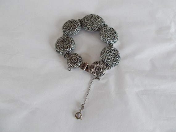 Vintage Silver Tone Ornate HOBE Bracelet - image 1