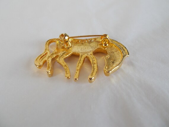 Vintage Gold Tone Zebra Brooch - image 7