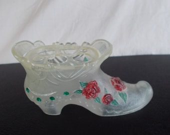 Vintage  Small Plastic Shoe Lipstick Or Make Up Brush  Holder