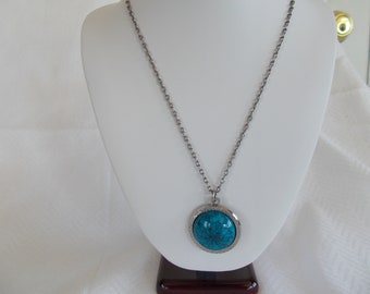 Vintage Faux Turquoise Long Chain Necklace