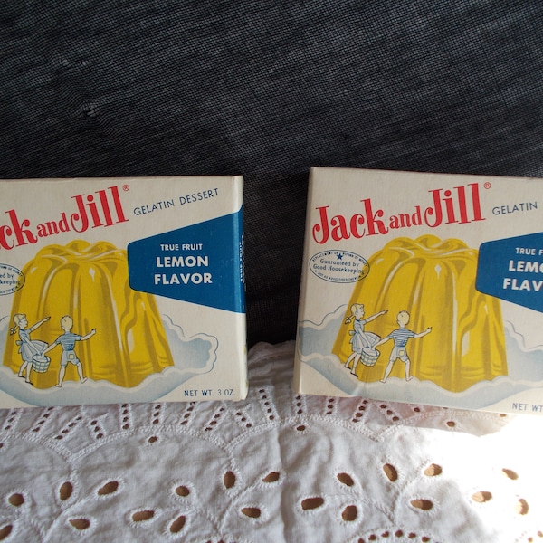 Vintage 2 Cajas Vacías Jack y Jill Lemon Flavor Jello