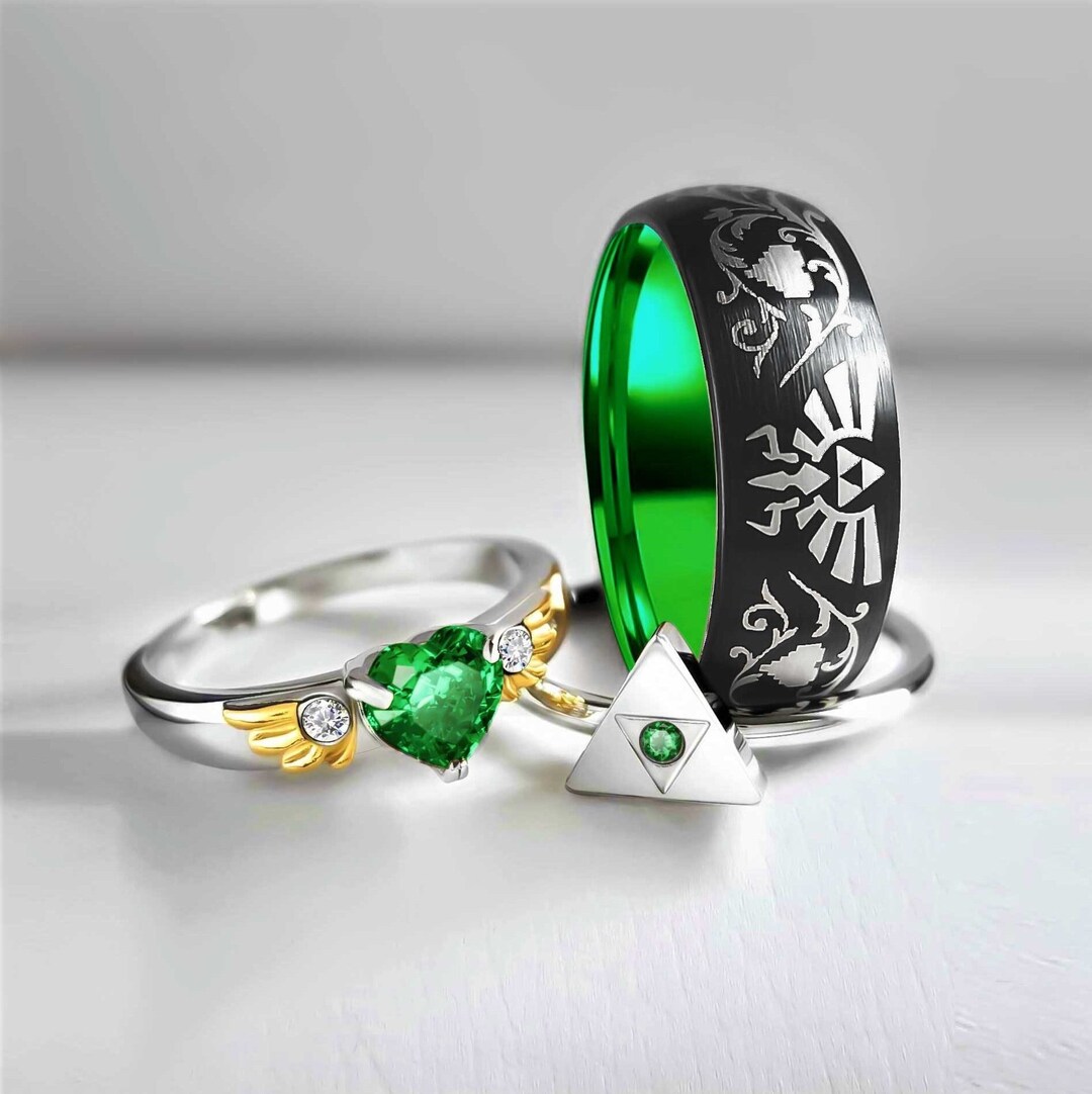 Tungsten Zelda Rings Gamer Rings Zelda Wedding Rings Gamer Etsy
