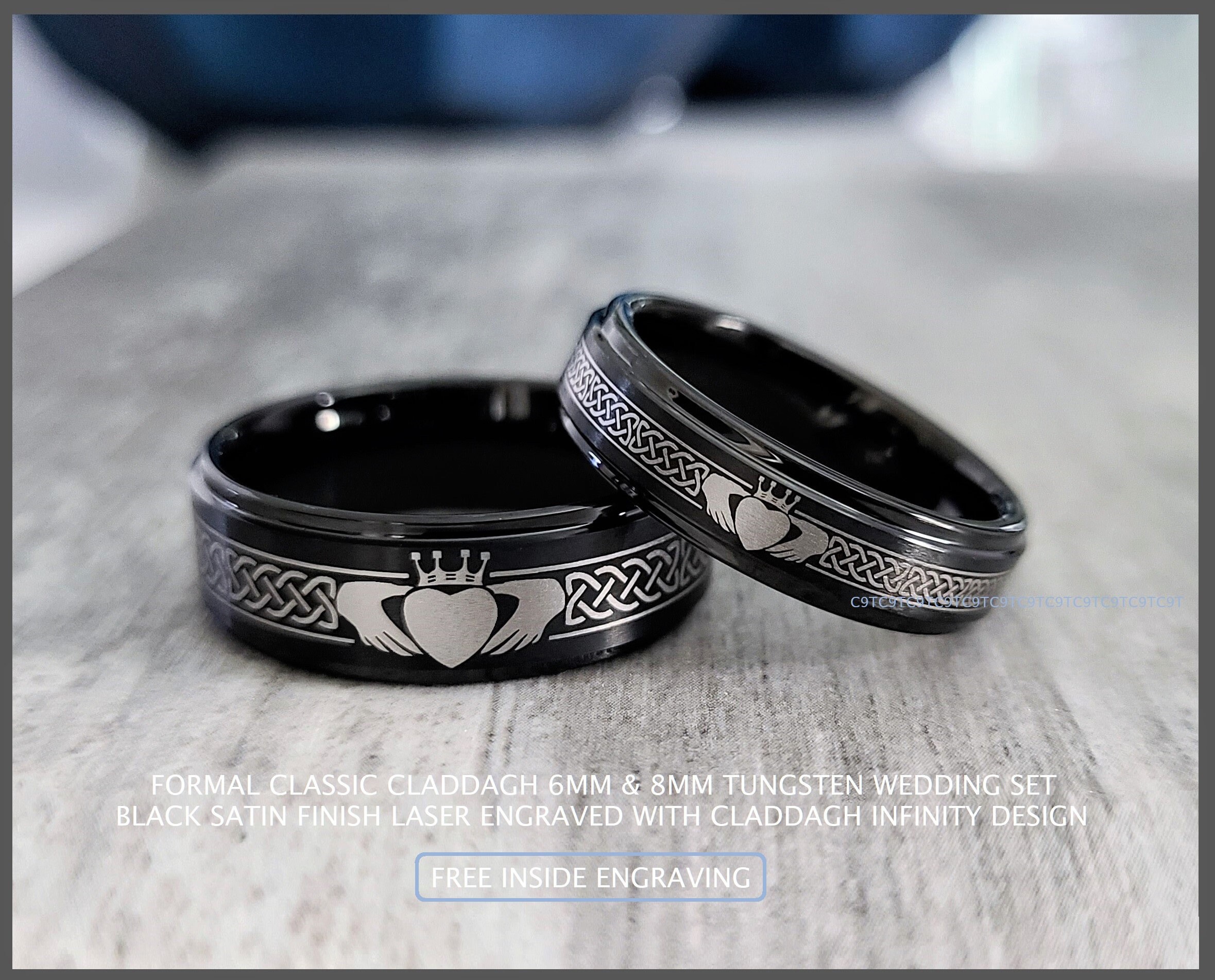 Claddagh Tungsten Ring Set 6MM And 8MM Classic Claddagh And | Etsy