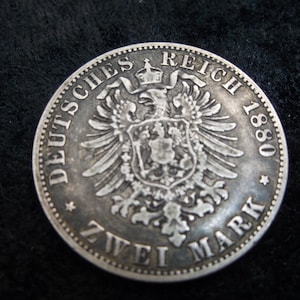 1880 A Wilhelm Deutscher, 2 Marks, VF/XF, KM#506