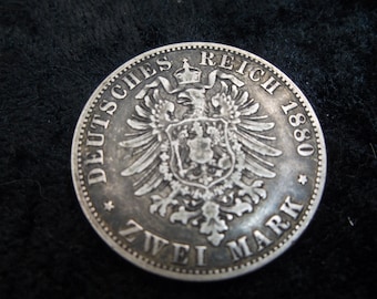ヴィンテージ プロイセンコイン – 2マルク 1901年 – ドイツ帝国銀貨