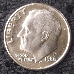 1986p Roosevelt Dime, MS-65, Clad, Philadelphia Mint, Sharp Coin