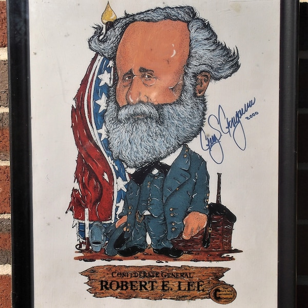 Confederate General, ROBERT E. LEE, Screen Print, Signed Greg. 2000, The Civil War Caricature Collection