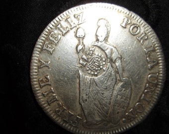 1833 8 Reales, Peru, with Crown counter stamp (Philippines),  KM 142.3,