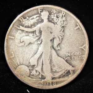 1918s Walking Liberty Half Dollar, VG, Silver Half Dollar