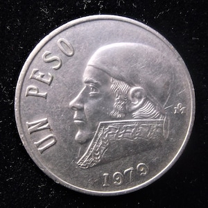 1979 Mexique, un peso, date épaisse, lun.