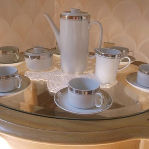 REDUCED...Vintage Chodziez porcelain Tea Set, Service for 6, 1964, Gold Band