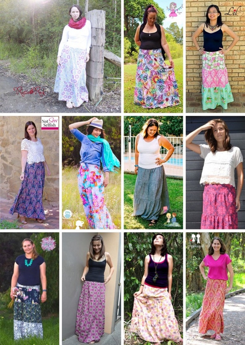 PATTERN Ladies Tiered Maxi Skirt Digital PDF Sewing Pattern Etsy