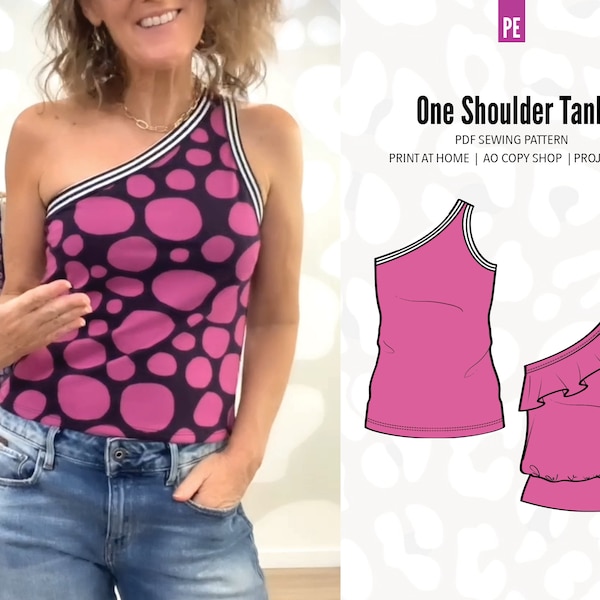 One Shoulder Tank Top Pattern Etsy