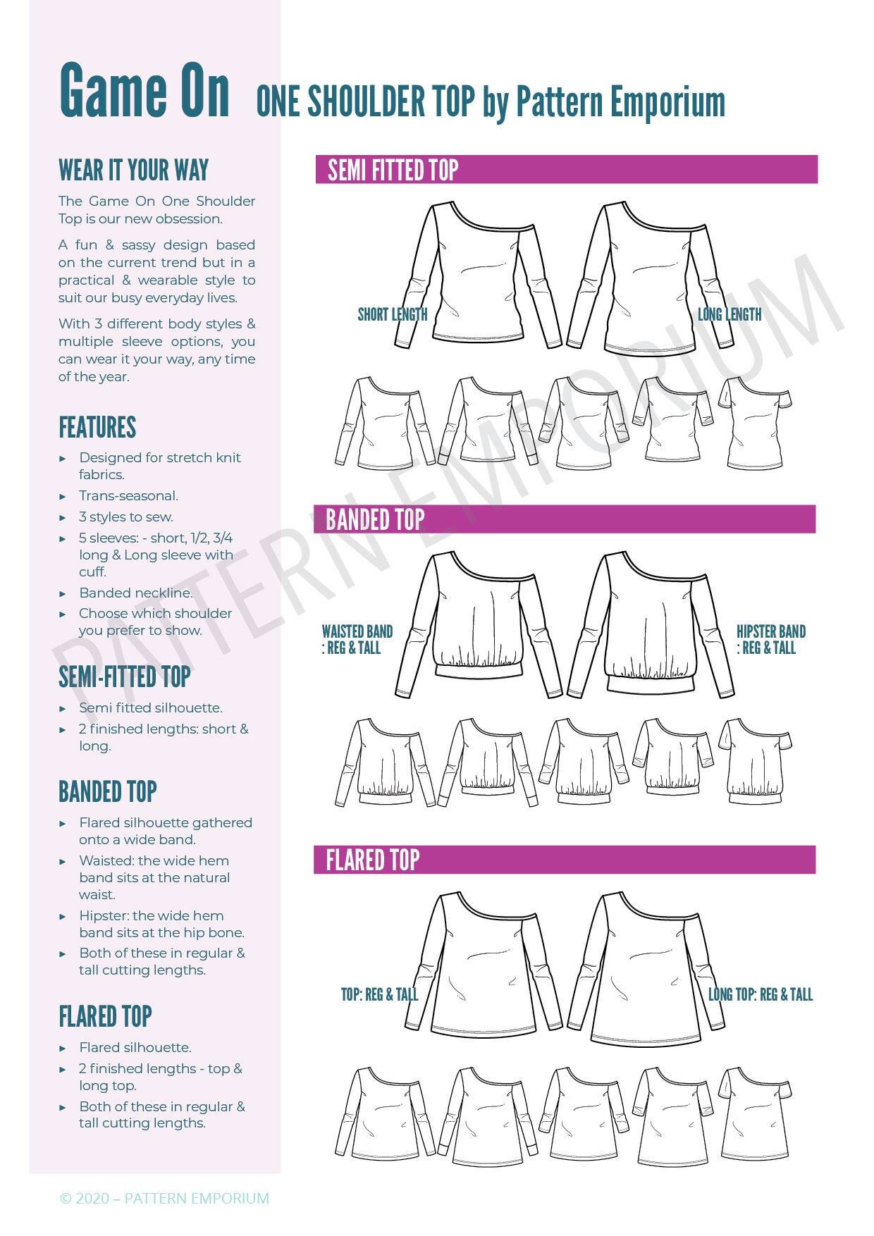 PATTERN One Shoulder Top PDF Sewing Pattern Instant Etsy België