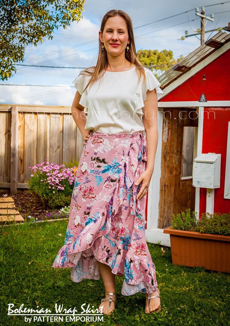 SEWING PATTERN Wrap Skirt Instant Download Bohemian Wrap Skirt by