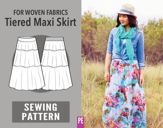 Ladies Tiered Maxi Skirt PATTERN PDF Sewing Pattern | Etsy