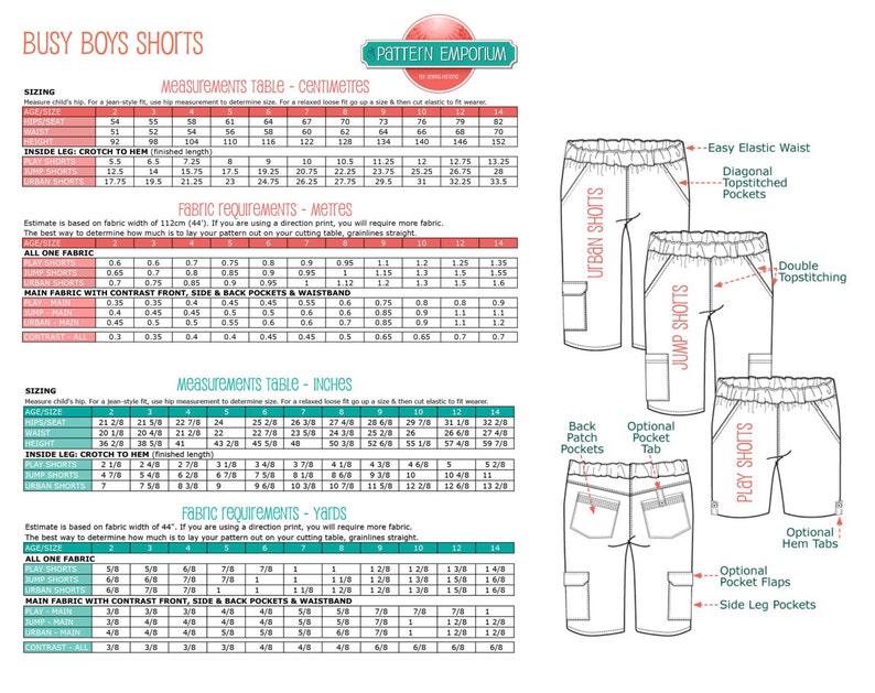Boys Shorts PATTERN PDF Sewing Pattern Instant Download Etsy Australia