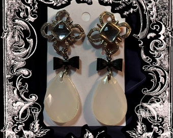 Black Bow tear drop earrings