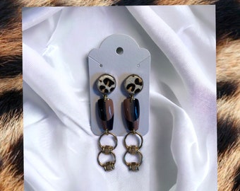 Leopard stud press  on nail earrings