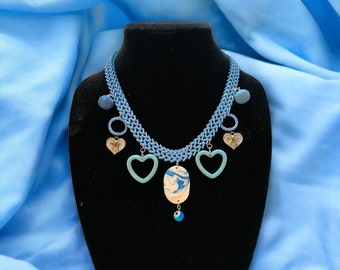 Blue Hearted Necklace