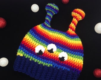 Crochet Pattern - Alien Rainbow Beanie Hat - PDF Pattern - Instant Download