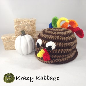 Crochet Pattern - Little Turkey Thanksgiving Baby Beanie Hat - PDF Pattern - Instant Download