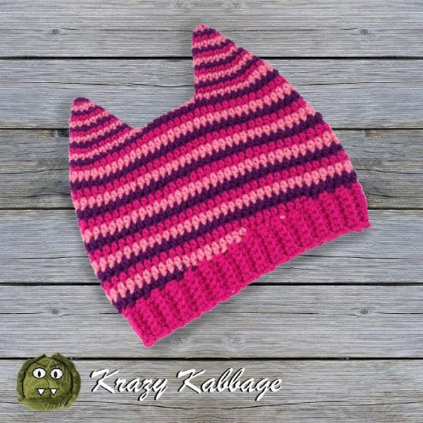 Crochet Pattern - Perky Pussyhat Cat Ears Beanie Hat - PDF Pattern - Instant Download