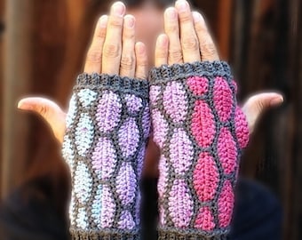 Crochet Pattern - Stained Fingerless Gloves - PDF Pattern - Instant Download