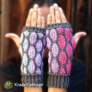Crochet Pattern - Stained Fingerless Gloves - PDF Pattern - Instant Download