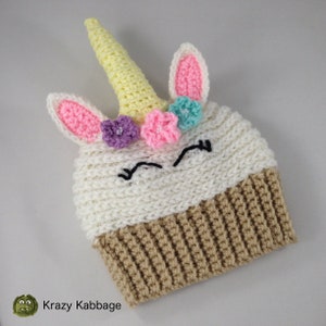 Crochet Pattern - Unicorn Cupcake Beanie Hat - PDF Pattern - Instant Download