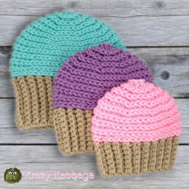 Crochet Pattern Cupcake Beanie Hat PDF Pattern Instant Download Etsy