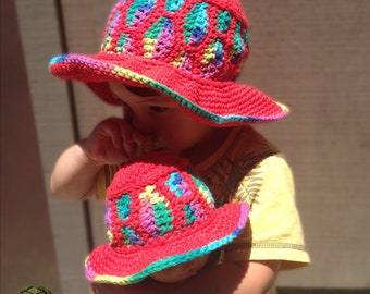 Crochet Pattern - Rainbow Drops Sun Hat - PDF Pattern - Instant Download