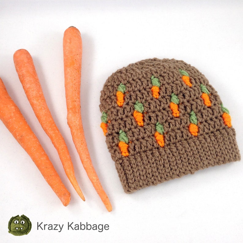 Crochet Pattern Carrot Stitch Beanie PDF Pattern Instant Download image 1