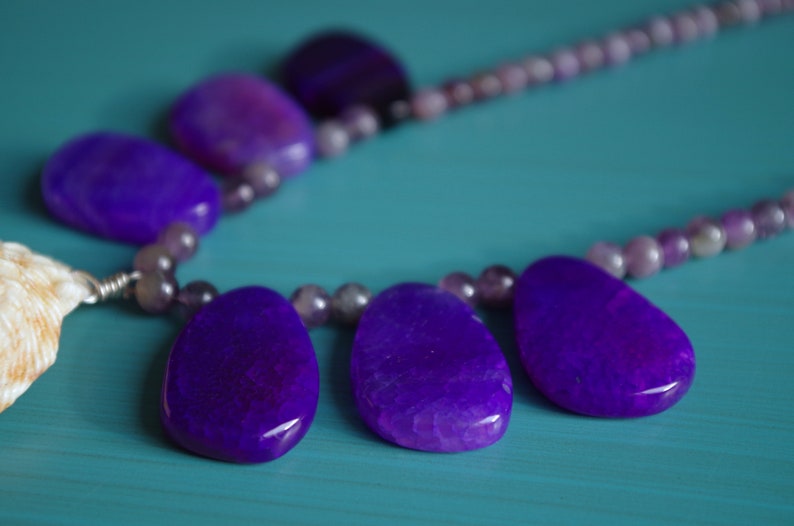 Star Seashell Amethyst Teardrop Stone Necklace