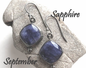 Sapphire Earrings, September Birthstone, September Birthday Gift, Personalized Gift, Sterling Silver Earrings, Gift For Her, Sapphire Gift