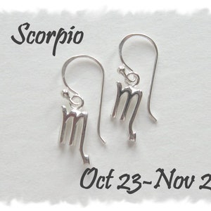 Scorpio Earrings, Sterling Silver Earrings, Zodiac Earrings, October Birthday Gift, November Birthday Gift, Personalized Gift, Gift For Her
