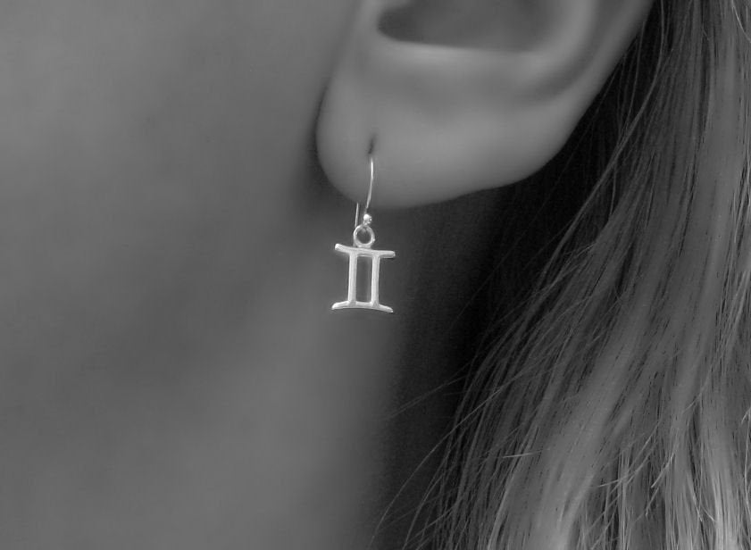 Gemini Earrings Sterling Silver Earrings Zodiac Earrings Etsy España