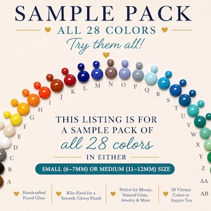 COE 96 Fused Glass Mosaic Dot Tile Sample Pack One of Each Color Round Mosaic Tiles 6-7mm / 11–12mm Rainbow Circles Mosaic Stained Artists