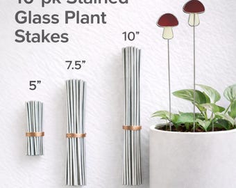 10pk Stained Glass Copper Tinned Plant Stakes 12 Gauge 1/16" Semi-Flexible Garden Decor Art Markers Marker Support Lengths 5", 7.5", and 10"