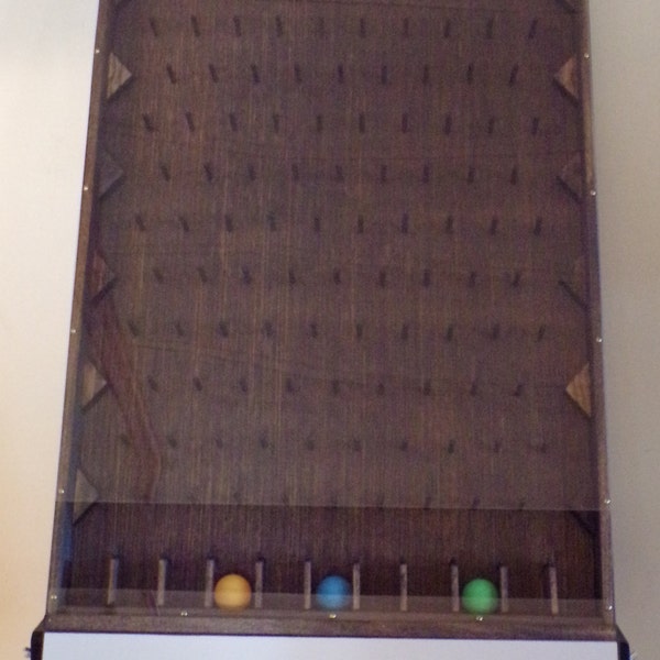 Plinko board, plinko game, ball drop, prize game, board game, wooden handmade game, game room, parties and events, game for all ages