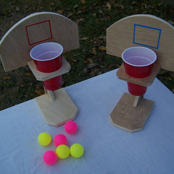 Beer pong, basketball, handmade, table top game, drinko, wooden game, ping pong, tailgating game, fun for all ages family and friends