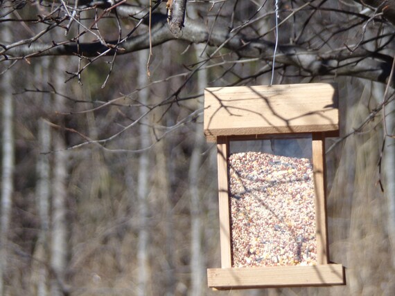 Bird Feeder Wooden Bird Feeder Hanging Bird Feeder Bluebird Etsy