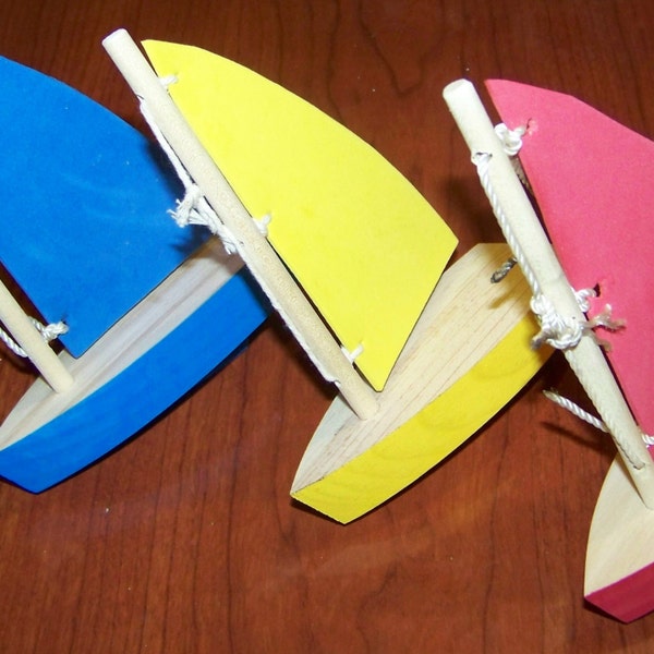 Wooden sail boat, toy boat, wooden boat, birthday boat, birthday party, float toy, racing boat, creek, pond, bathtub, or puddles