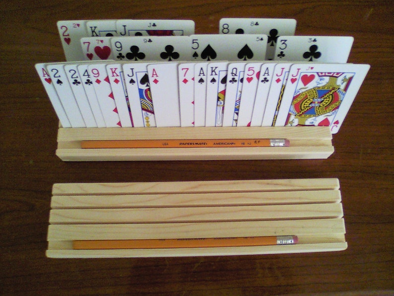 Playing Card Holder Playing Card Rack Euchre Set Rummy Card Etsy