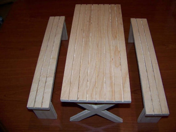 Wooden Picnic Table for 10"-12" Dolls 