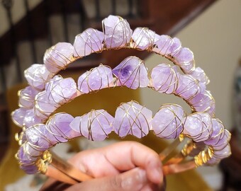 Handcrafted Amethyst Quartz Crown, Healing Crystal Headpiece, Purple Crystal Crown, Quartz Jewelry, Wedding Hairpiece, Crystal Bridal Tiara