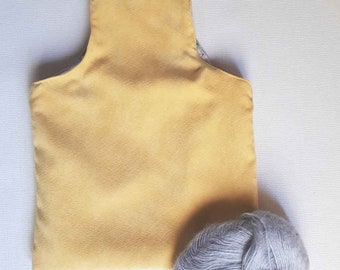 Yellow Knitting bag ( Hand made - Faux Suede look ) X 1