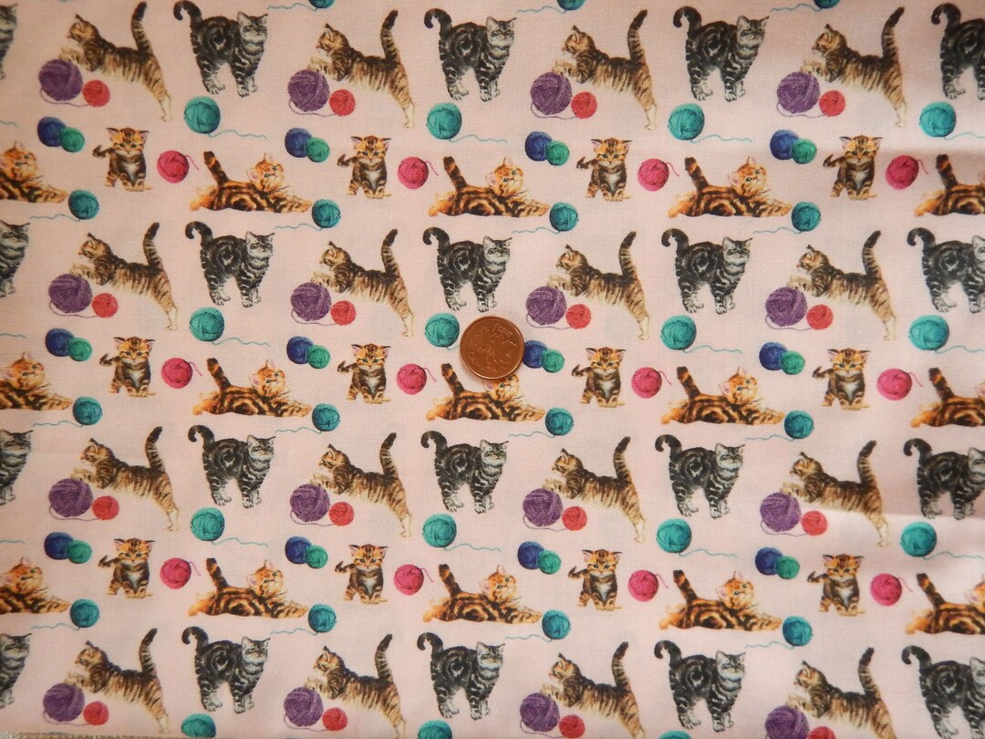 Cat Print Fabric FQ 18 X 20 Etsy
