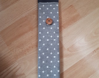 Knitting Needle Bag - Grey and white polka dot