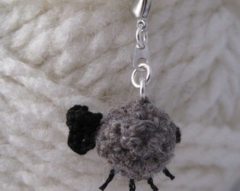 Little Sheep Stitch Marker with clasp -  Grey ( Crochet / Handcraft)
